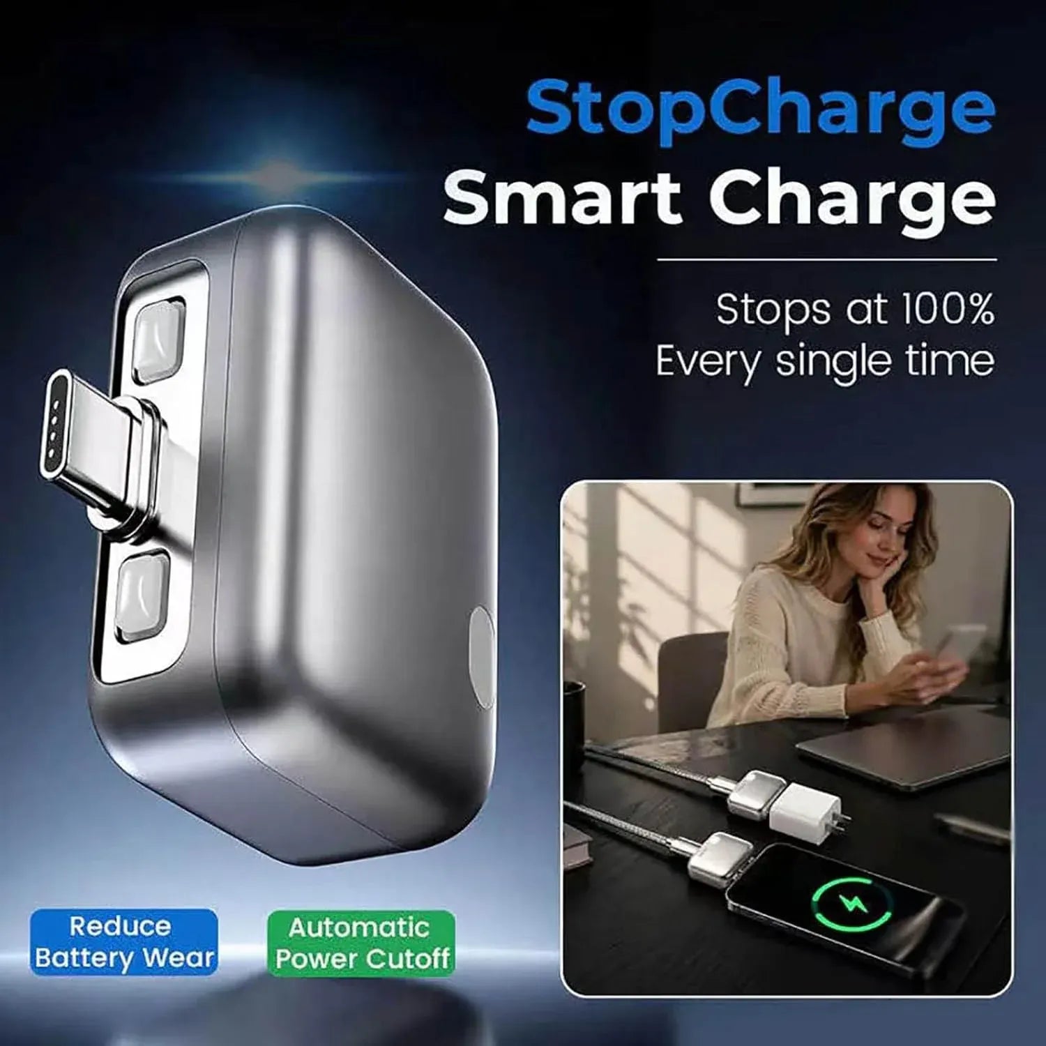 Smart Auto Stop Charging Adapter 140W Overcharge Protection USB Type C ManaraGO UAE