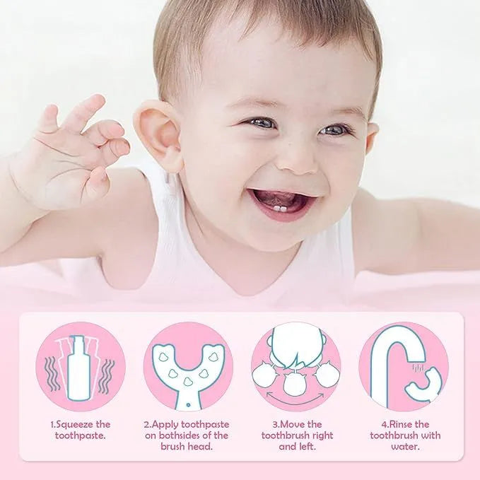 Kids U-Shaped Silicone Toothbrush for 2-9 Years Kids | فرشاة أسنان سيليكون على شكل U للأطفال من عمر 2 إلى 9 سنوات
